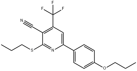 6-(4-propoxyphenyl)-2-(propylsulfanyl)-4-(trifluoromethyl)nicotinonitrile Struktur