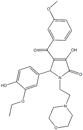 5-(3-ethoxy-4-hydroxyphenyl)-3-hydroxy-4-(3-methoxybenzoyl)-1-(2-morpholin-4-ylethyl)-1,5-dihydro-2H-pyrrol-2-one Struktur