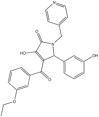 4-(3-ethoxybenzoyl)-3-hydroxy-5-(3-hydroxyphenyl)-1-(4-pyridinylmethyl)-1,5-dihydro-2H-pyrrol-2-one Struktur