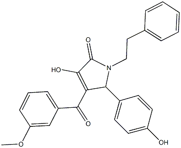 3-hydroxy-5-(4-hydroxyphenyl)-4-(3-methoxybenzoyl)-1-(2-phenylethyl)-1,5-dihydro-2H-pyrrol-2-one Struktur