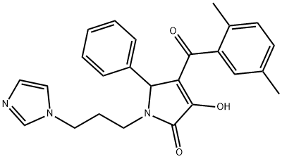 4-(2,5-dimethylbenzoyl)-3-hydroxy-1-[3-(1H-imidazol-1-yl)propyl]-5-phenyl-1,5-dihydro-2H-pyrrol-2-one Struktur