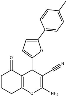 2-amino-4-[5-(4-methylphenyl)-2-furyl]-5-oxo-5,6,7,8-tetrahydro-4H-chromene-3-carbonitrile Struktur