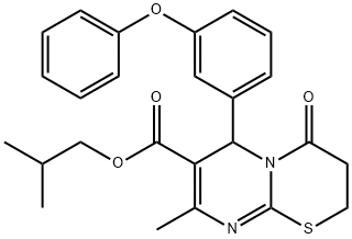 isobutyl 8-methyl-4-oxo-6-(3-phenoxyphenyl)-3,4-dihydro-2H,6H-pyrimido[2,1-b][1,3]thiazine-7-carboxylate Struktur