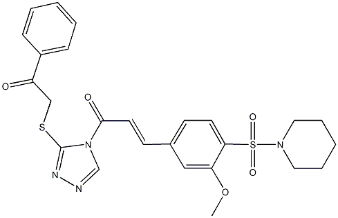 2-[(4-{3-[3-methoxy-4-(1-piperidinylsulfonyl)phenyl]acryloyl}-4H-1,2,4-triazol-3-yl)thio]-1-phenylethanone Struktur