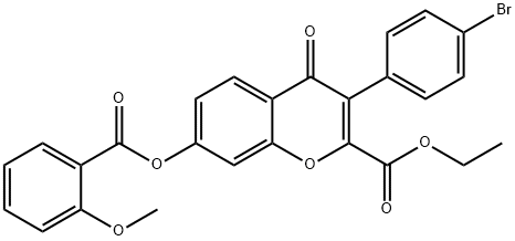 ethyl 3-(4-bromophenyl)-7-[(2-methoxybenzoyl)oxy]-4-oxo-4H-chromene-2-carboxylate Struktur