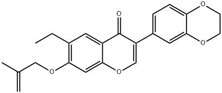 3-(2,3-dihydro-1,4-benzodioxin-6-yl)-6-ethyl-7-[(2-methyl-2-propenyl)oxy]-4H-chromen-4-one Struktur