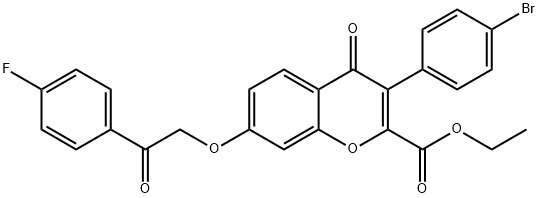 ethyl 3-(4-bromophenyl)-7-[2-(4-fluorophenyl)-2-oxoethoxy]-4-oxo-4H-chromene-2-carboxylate Struktur