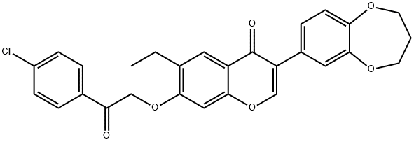 7-[2-(4-chlorophenyl)-2-oxoethoxy]-3-(3,4-dihydro-2H-1,5-benzodioxepin-7-yl)-6-ethyl-4H-chromen-4-one Struktur