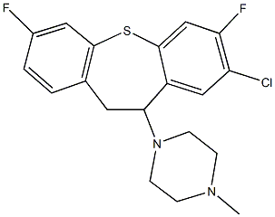 1-(8-chloro-3,7-difluoro-10,11-dihydrodibenzo[b,f]thiepin-10-yl)-4-methylpiperazine Struktur