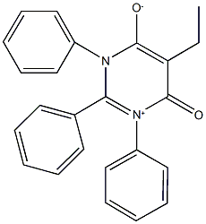 5-ethyl-6-oxo-1,2,3-triphenyl-3,6-dihydropyrimidin-1-ium-4-olate Struktur