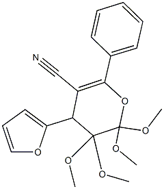 4-(2-furyl)-2,2,3,3-tetramethoxy-6-phenyl-3,4-dihydro-2H-pyran-5-carbonitrile Struktur