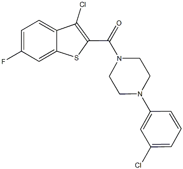 1-[(3-chloro-6-fluoro-1-benzothien-2-yl)carbonyl]-4-(3-chlorophenyl)piperazine Struktur