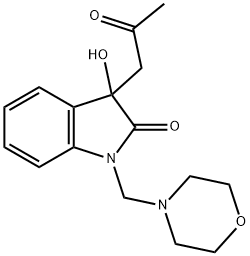 3-hydroxy-1-(4-morpholinylmethyl)-3-(2-oxopropyl)-1,3-dihydro-2H-indol-2-one Struktur