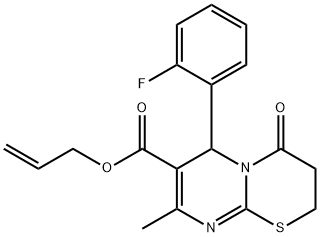 allyl 6-(2-fluorophenyl)-8-methyl-4-oxo-3,4-dihydro-2H,6H-pyrimido[2,1-b][1,3]thiazine-7-carboxylate Struktur