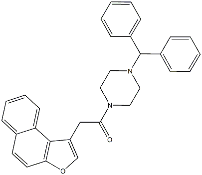 1-benzhydryl-4-(naphtho[2,1-b]furan-1-ylacetyl)piperazine Struktur