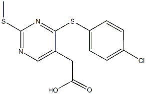 [4-[(4-chlorophenyl)sulfanyl]-2-(methylsulfanyl)-5-pyrimidinyl]acetic acid Struktur