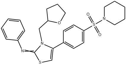 N-phenyl-N-(4-[4-(1-piperidinylsulfonyl)phenyl]-3-(tetrahydro-2-furanylmethyl)-1,3-thiazol-2(3H)-ylidene)amine Struktur