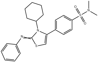 4-[3-cyclohexyl-2-(phenylimino)-2,3-dihydro-1,3-thiazol-4-yl]-N,N-dimethylbenzenesulfonamide Struktur