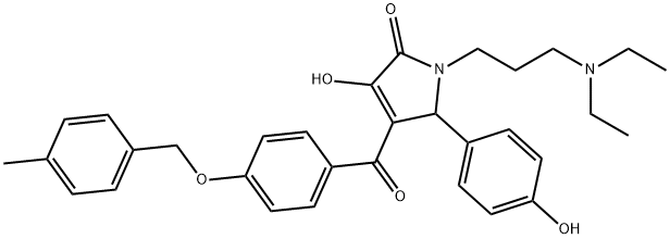 1-[3-(diethylamino)propyl]-3-hydroxy-5-(4-hydroxyphenyl)-4-{4-[(4-methylbenzyl)oxy]benzoyl}-1,5-dihydro-2H-pyrrol-2-one Struktur