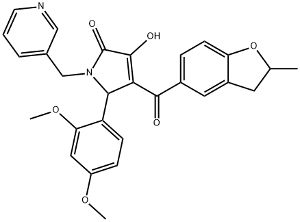 5-(2,4-dimethoxyphenyl)-3-hydroxy-4-[(2-methyl-2,3-dihydro-1-benzofuran-5-yl)carbonyl]-1-(3-pyridinylmethyl)-1,5-dihydro-2H-pyrrol-2-one Struktur