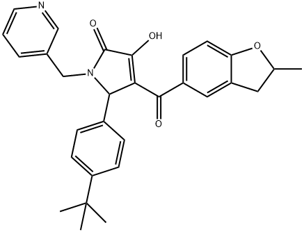 5-(4-tert-butylphenyl)-3-hydroxy-4-[(2-methyl-2,3-dihydro-1-benzofuran-5-yl)carbonyl]-1-(3-pyridinylmethyl)-1,5-dihydro-2H-pyrrol-2-one Struktur