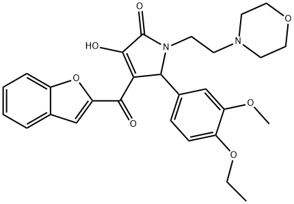 4-(1-benzofuran-2-ylcarbonyl)-5-(4-ethoxy-3-methoxyphenyl)-3-hydroxy-1-[2-(4-morpholinyl)ethyl]-1,5-dihydro-2H-pyrrol-2-one Struktur