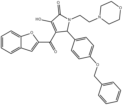 4-(1-benzofuran-2-ylcarbonyl)-5-[4-(benzyloxy)phenyl]-3-hydroxy-1-[2-(4-morpholinyl)ethyl]-1,5-dihydro-2H-pyrrol-2-one Struktur