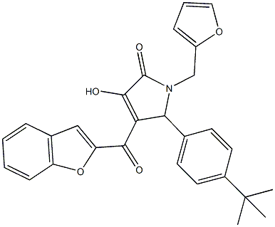 4-(1-benzofuran-2-ylcarbonyl)-5-(4-tert-butylphenyl)-1-(2-furylmethyl)-3-hydroxy-1,5-dihydro-2H-pyrrol-2-one Struktur