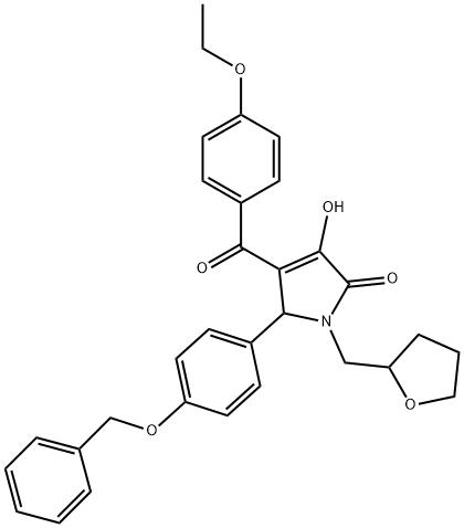 5-[4-(benzyloxy)phenyl]-4-(4-ethoxybenzoyl)-3-hydroxy-1-(tetrahydro-2-furanylmethyl)-1,5-dihydro-2H-pyrrol-2-one Struktur