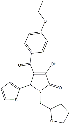 4-(4-ethoxybenzoyl)-3-hydroxy-1-(tetrahydro-2-furanylmethyl)-5-(2-thienyl)-1,5-dihydro-2H-pyrrol-2-one Struktur