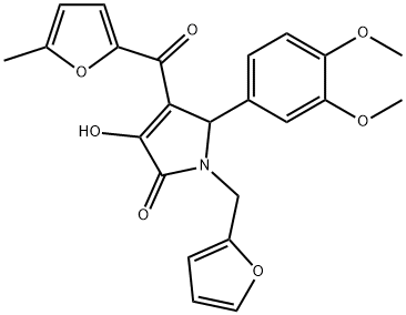 5-(3,4-dimethoxyphenyl)-1-(2-furylmethyl)-3-hydroxy-4-(5-methyl-2-furoyl)-1,5-dihydro-2H-pyrrol-2-one Struktur