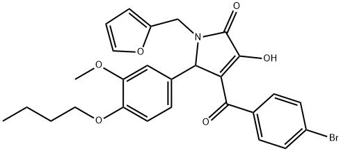 4-(4-bromobenzoyl)-5-(4-butoxy-3-methoxyphenyl)-1-(2-furylmethyl)-3-hydroxy-1,5-dihydro-2H-pyrrol-2-one Struktur