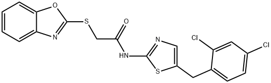 2-(1,3-benzoxazol-2-ylsulfanyl)-N-[5-(2,4-dichlorobenzyl)-1,3-thiazol-2-yl]acetamide Struktur