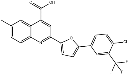 2-{5-[4-chloro-3-(trifluoromethyl)phenyl]-2-furyl}-6-methyl-4-quinolinecarboxylic acid Struktur