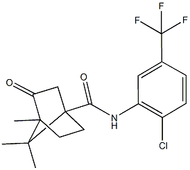 N-[2-chloro-5-(trifluoromethyl)phenyl]-4,7,7-trimethyl-3-oxobicyclo[2.2.1]heptane-1-carboxamide Struktur