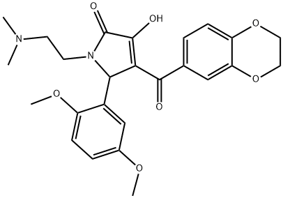 4-(2,3-dihydro-1,4-benzodioxin-6-ylcarbonyl)-5-(2,5-dimethoxyphenyl)-1-[2-(dimethylamino)ethyl]-3-hydroxy-1,5-dihydro-2H-pyrrol-2-one Struktur