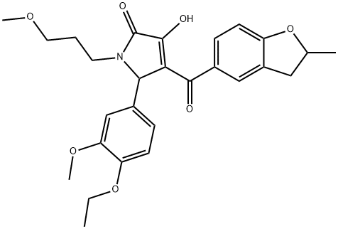 5-(4-ethoxy-3-methoxyphenyl)-3-hydroxy-1-(3-methoxypropyl)-4-[(2-methyl-2,3-dihydro-1-benzofuran-5-yl)carbonyl]-1,5-dihydro-2H-pyrrol-2-one Struktur