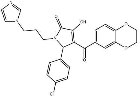 5-(4-chlorophenyl)-4-(2,3-dihydro-1,4-benzodioxin-6-ylcarbonyl)-3-hydroxy-1-[3-(1H-imidazol-1-yl)propyl]-1,5-dihydro-2H-pyrrol-2-one Struktur