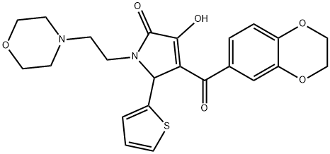 4-(2,3-dihydro-1,4-benzodioxin-6-ylcarbonyl)-3-hydroxy-1-[2-(4-morpholinyl)ethyl]-5-(2-thienyl)-1,5-dihydro-2H-pyrrol-2-one Struktur