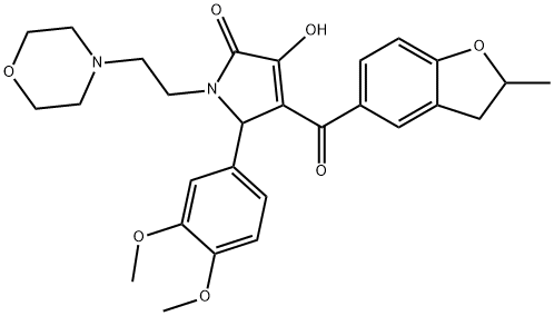 5-(3,4-dimethoxyphenyl)-3-hydroxy-4-[(2-methyl-2,3-dihydro-1-benzofuran-5-yl)carbonyl]-1-[2-(4-morpholinyl)ethyl]-1,5-dihydro-2H-pyrrol-2-one Struktur