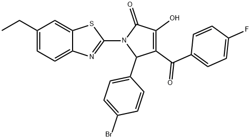 5-(4-bromophenyl)-1-(6-ethyl-1,3-benzothiazol-2-yl)-4-(4-fluorobenzoyl)-3-hydroxy-1,5-dihydro-2H-pyrrol-2-one Struktur