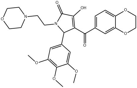 4-(2,3-dihydro-1,4-benzodioxin-6-ylcarbonyl)-3-hydroxy-1-[2-(4-morpholinyl)ethyl]-5-(3,4,5-trimethoxyphenyl)-1,5-dihydro-2H-pyrrol-2-one Struktur