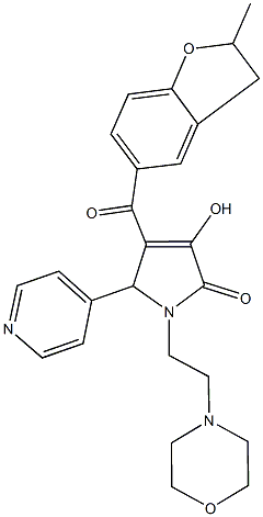 3-hydroxy-4-[(2-methyl-2,3-dihydro-1-benzofuran-5-yl)carbonyl]-1-[2-(4-morpholinyl)ethyl]-5-(4-pyridinyl)-1,5-dihydro-2H-pyrrol-2-one Struktur