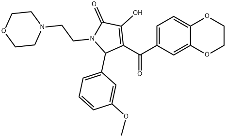 4-(2,3-dihydro-1,4-benzodioxin-6-ylcarbonyl)-3-hydroxy-5-(3-methoxyphenyl)-1-[2-(4-morpholinyl)ethyl]-1,5-dihydro-2H-pyrrol-2-one Struktur