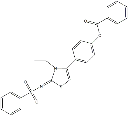 4-{3-ethyl-2-[(phenylsulfonyl)imino]-2,3-dihydro-1,3-thiazol-4-yl}phenyl benzoate Struktur