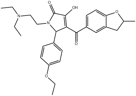 1-[2-(diethylamino)ethyl]-5-(4-ethoxyphenyl)-3-hydroxy-4-[(2-methyl-2,3-dihydro-1-benzofuran-5-yl)carbonyl]-1,5-dihydro-2H-pyrrol-2-one Struktur