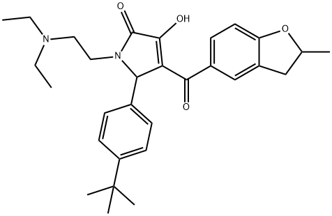 5-(4-tert-butylphenyl)-1-[2-(diethylamino)ethyl]-3-hydroxy-4-[(2-methyl-2,3-dihydro-1-benzofuran-5-yl)carbonyl]-1,5-dihydro-2H-pyrrol-2-one Struktur