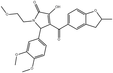 5-(3,4-dimethoxyphenyl)-3-hydroxy-1-(2-methoxyethyl)-4-[(2-methyl-2,3-dihydro-1-benzofuran-5-yl)carbonyl]-1,5-dihydro-2H-pyrrol-2-one Struktur