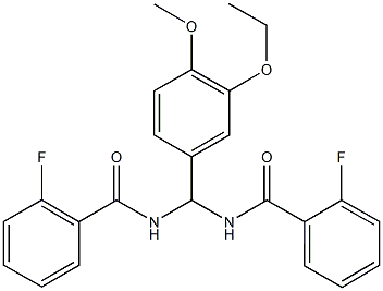 N-{(3-ethoxy-4-methoxyphenyl)[(2-fluorobenzoyl)amino]methyl}-2-fluorobenzamide Struktur