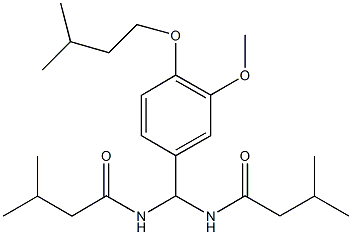 N-{[4-(isopentyloxy)-3-methoxyphenyl][(3-methylbutanoyl)amino]methyl}-3-methylbutanamide Struktur